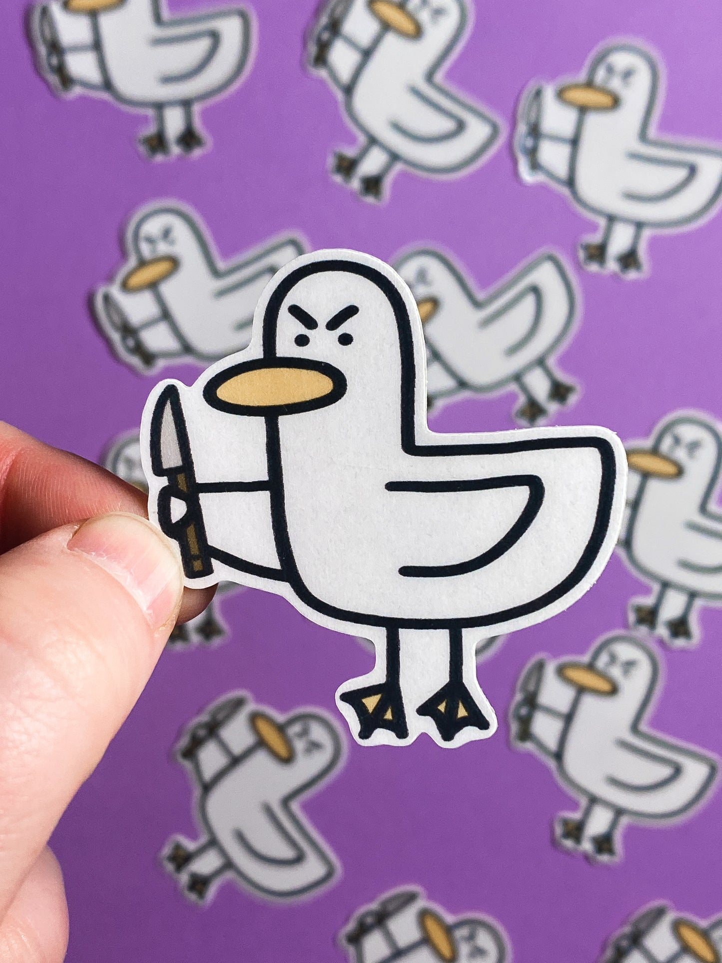 Kevin the duck sticker - knife edition