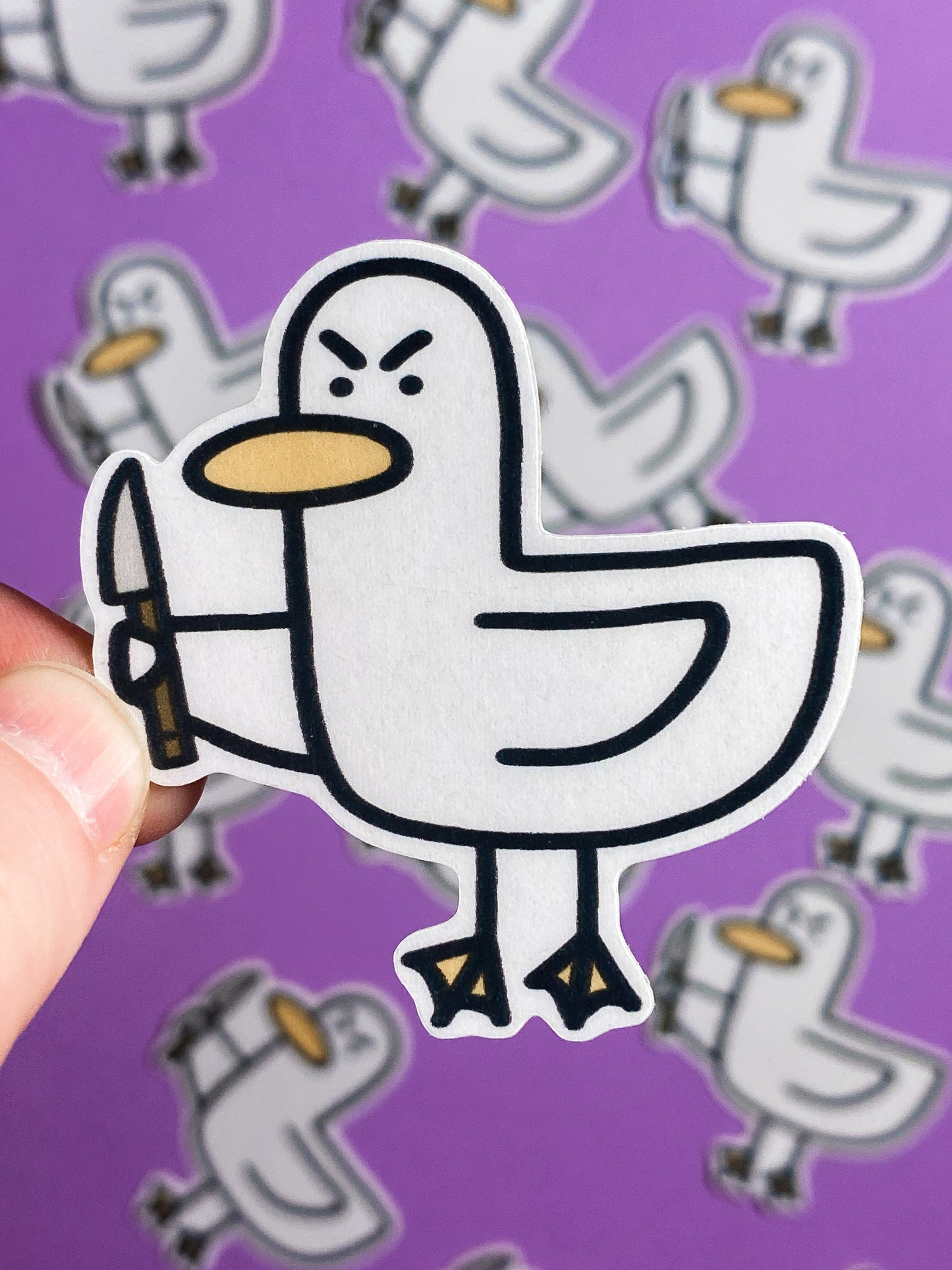 Kevin the duck sticker - knife edition