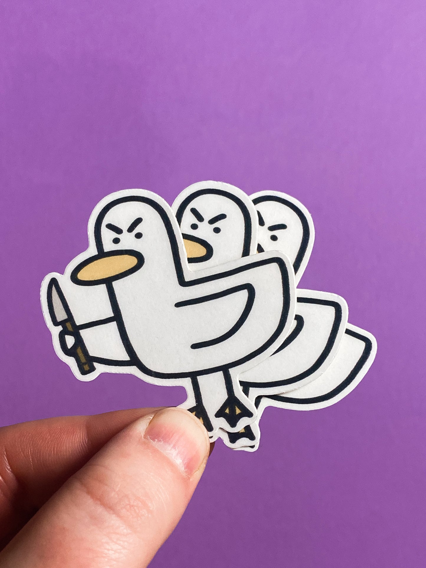 Kevin the duck sticker - knife edition