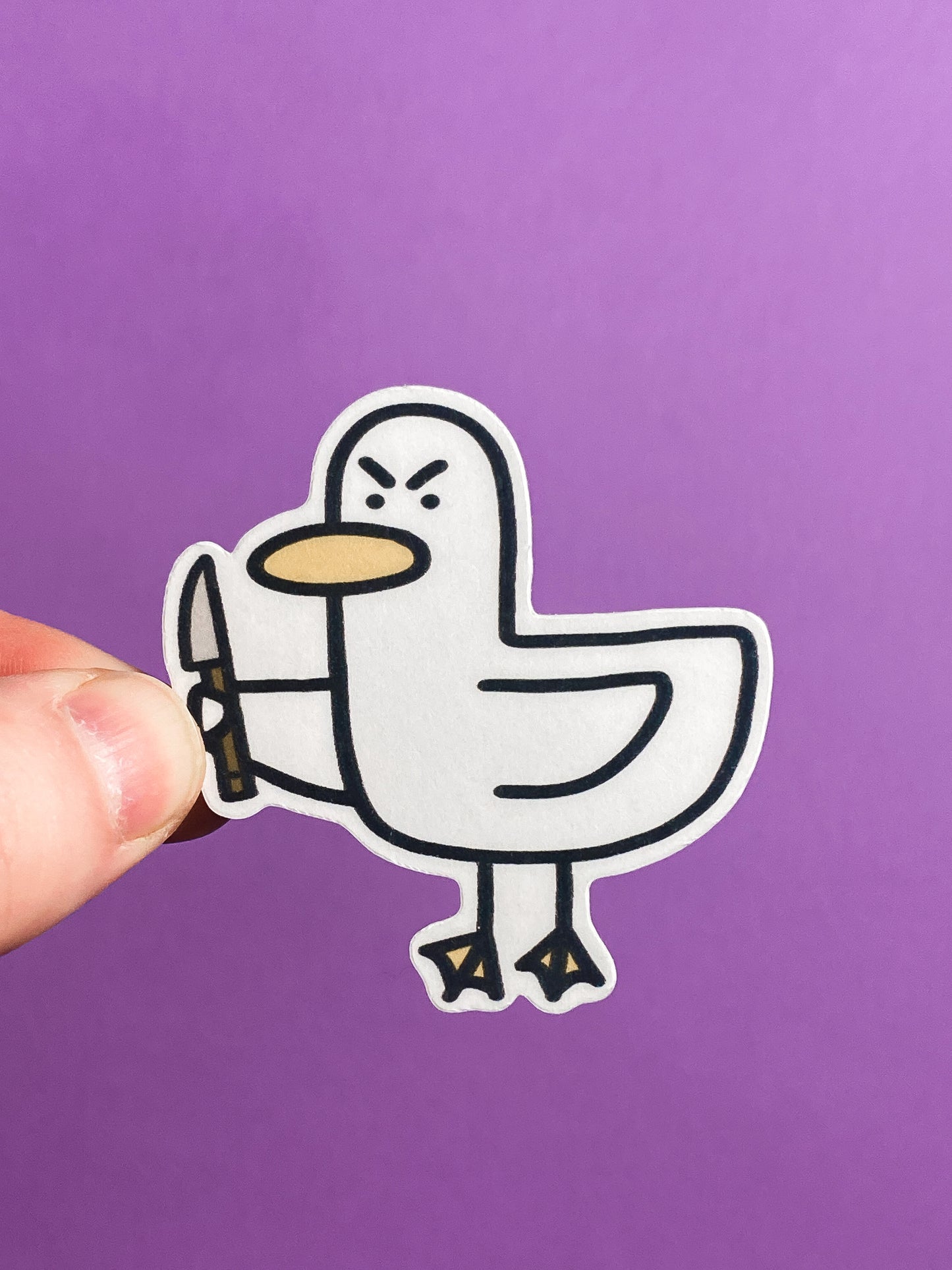 Kevin the duck sticker - knife edition