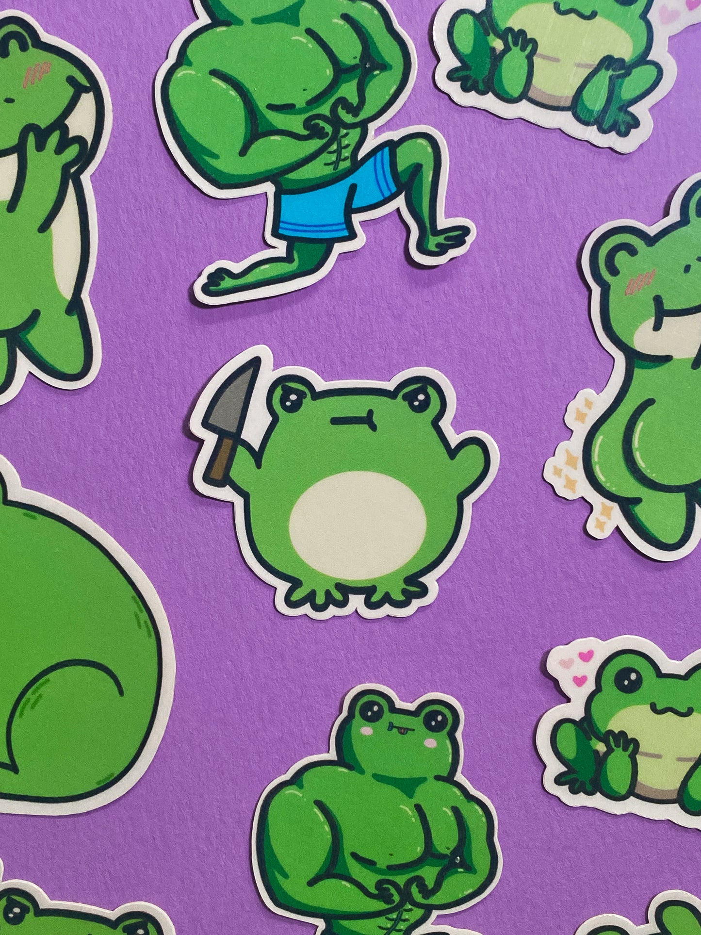 Froggo with a knife sticker