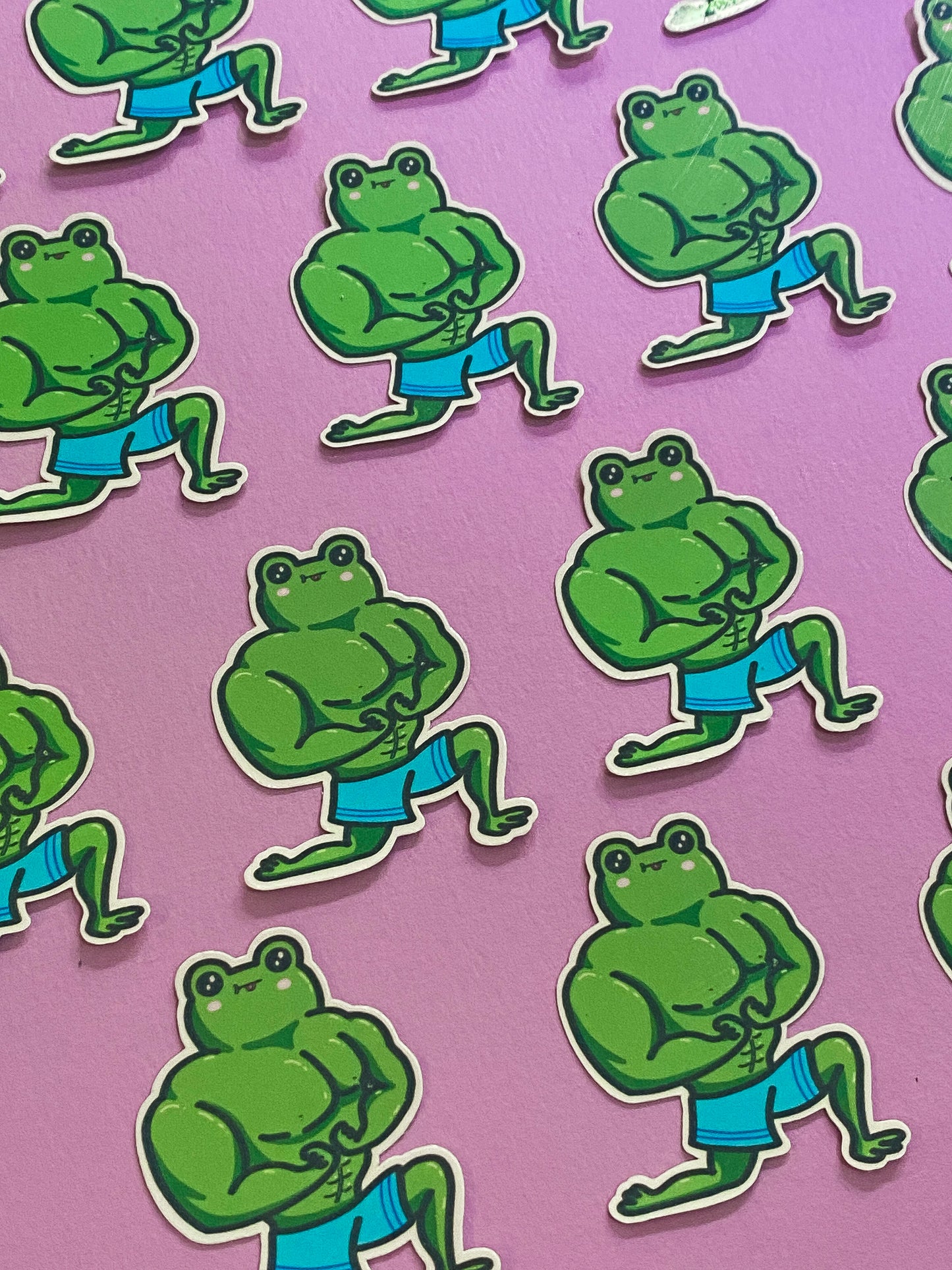 Muscley frog sticker sticker