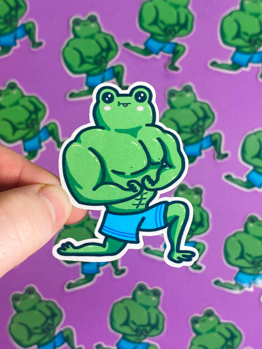 Muscley frog sticker sticker