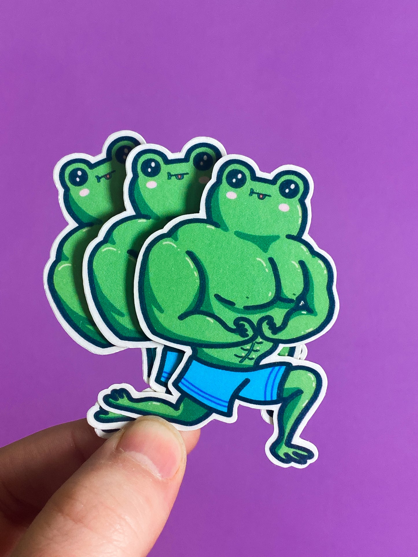 Muscley frog sticker sticker