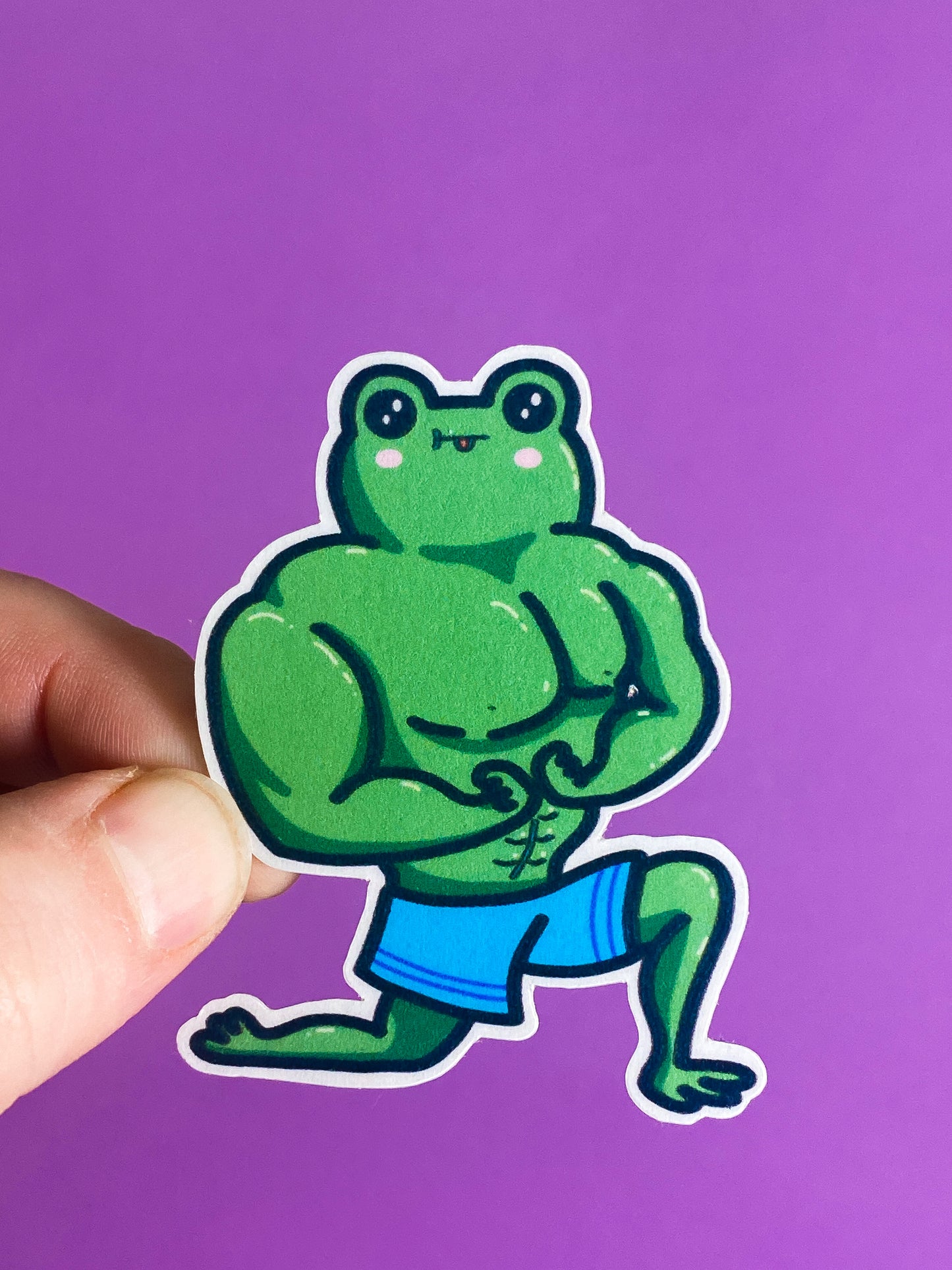 Muscley frog sticker sticker