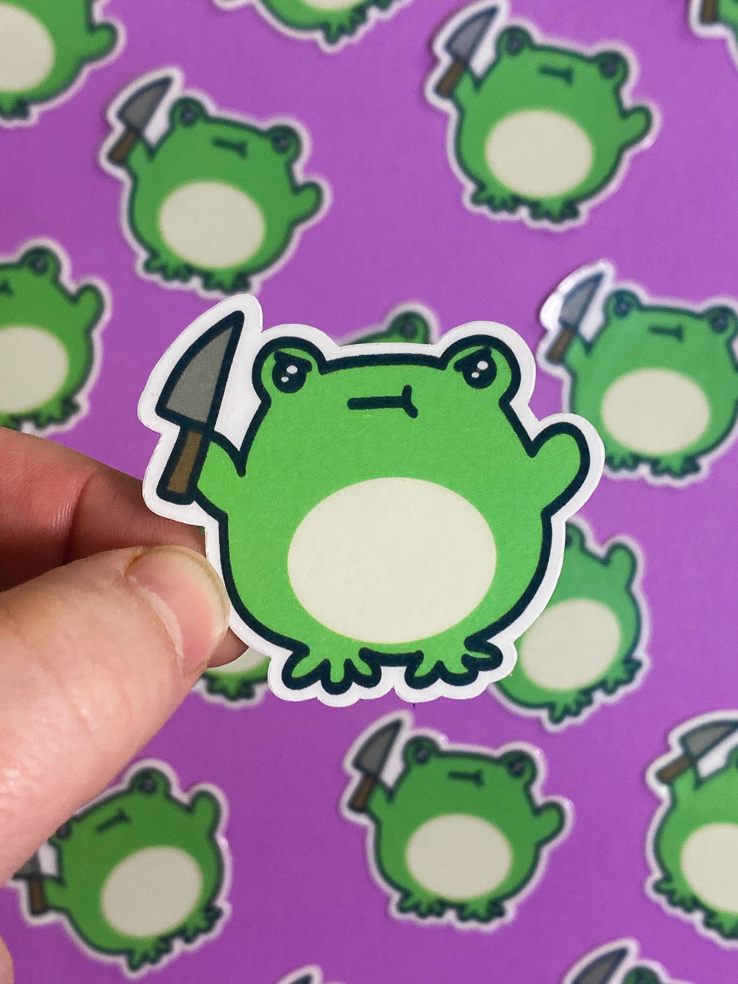 Froggo with a knife sticker