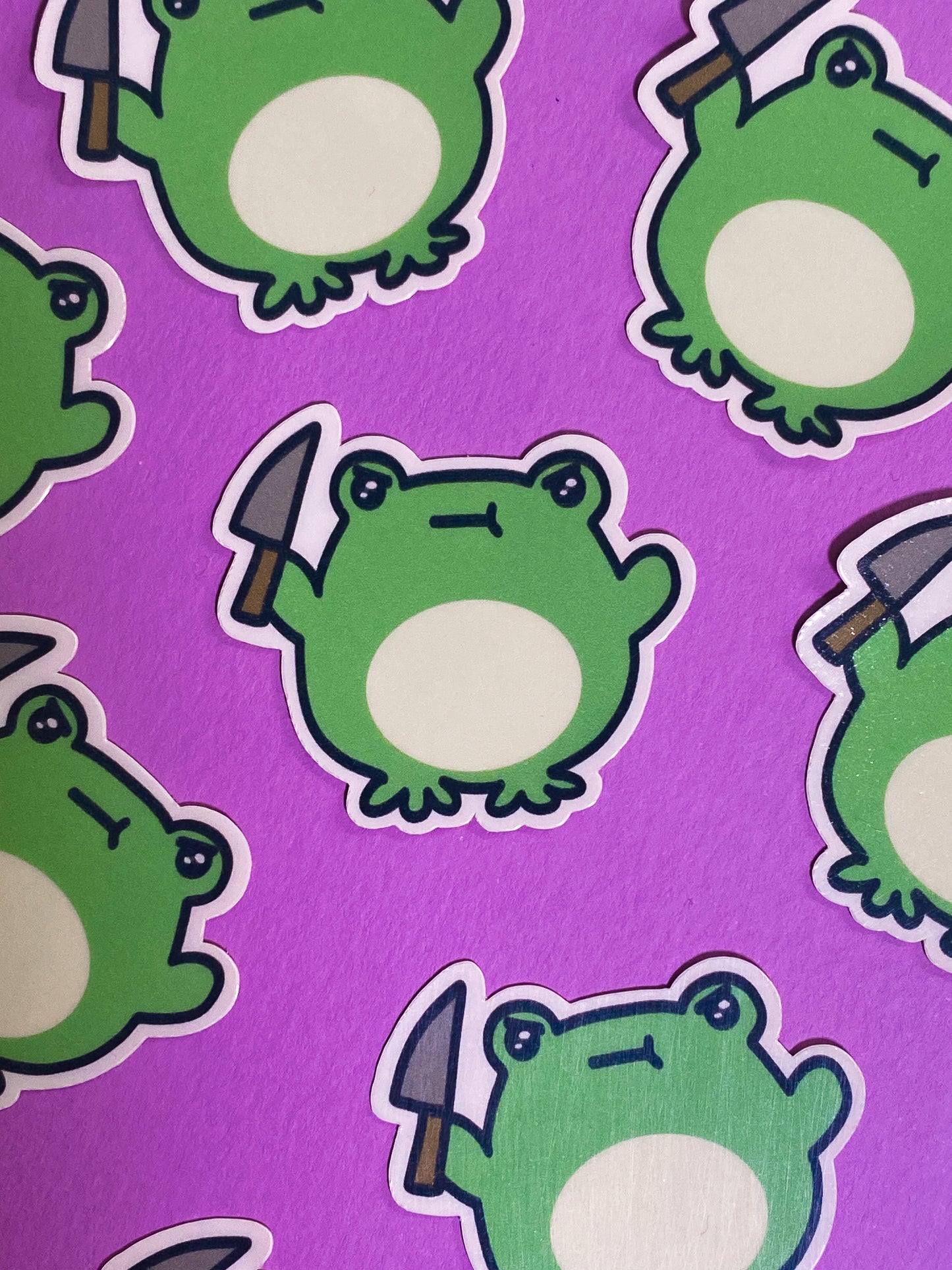 Froggo with a knife sticker