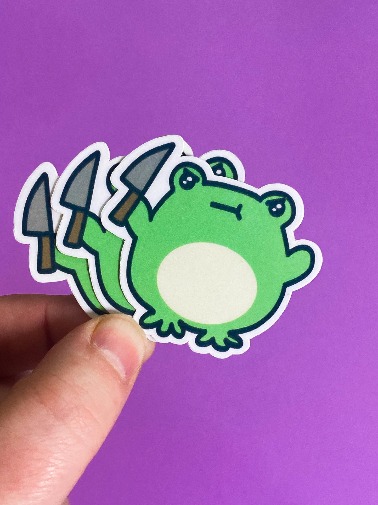 Froggo with a knife sticker
