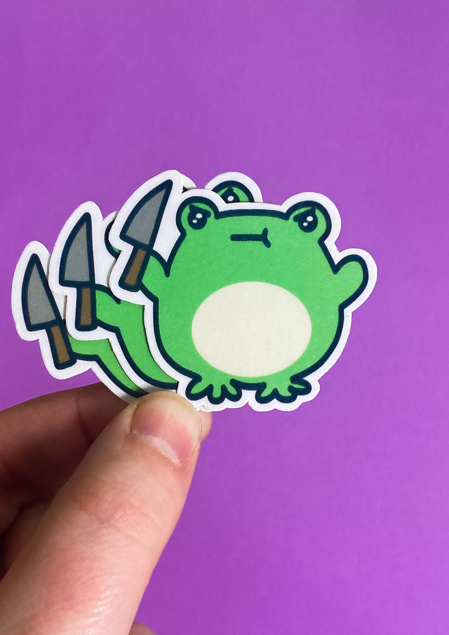 Froggo with a knife sticker