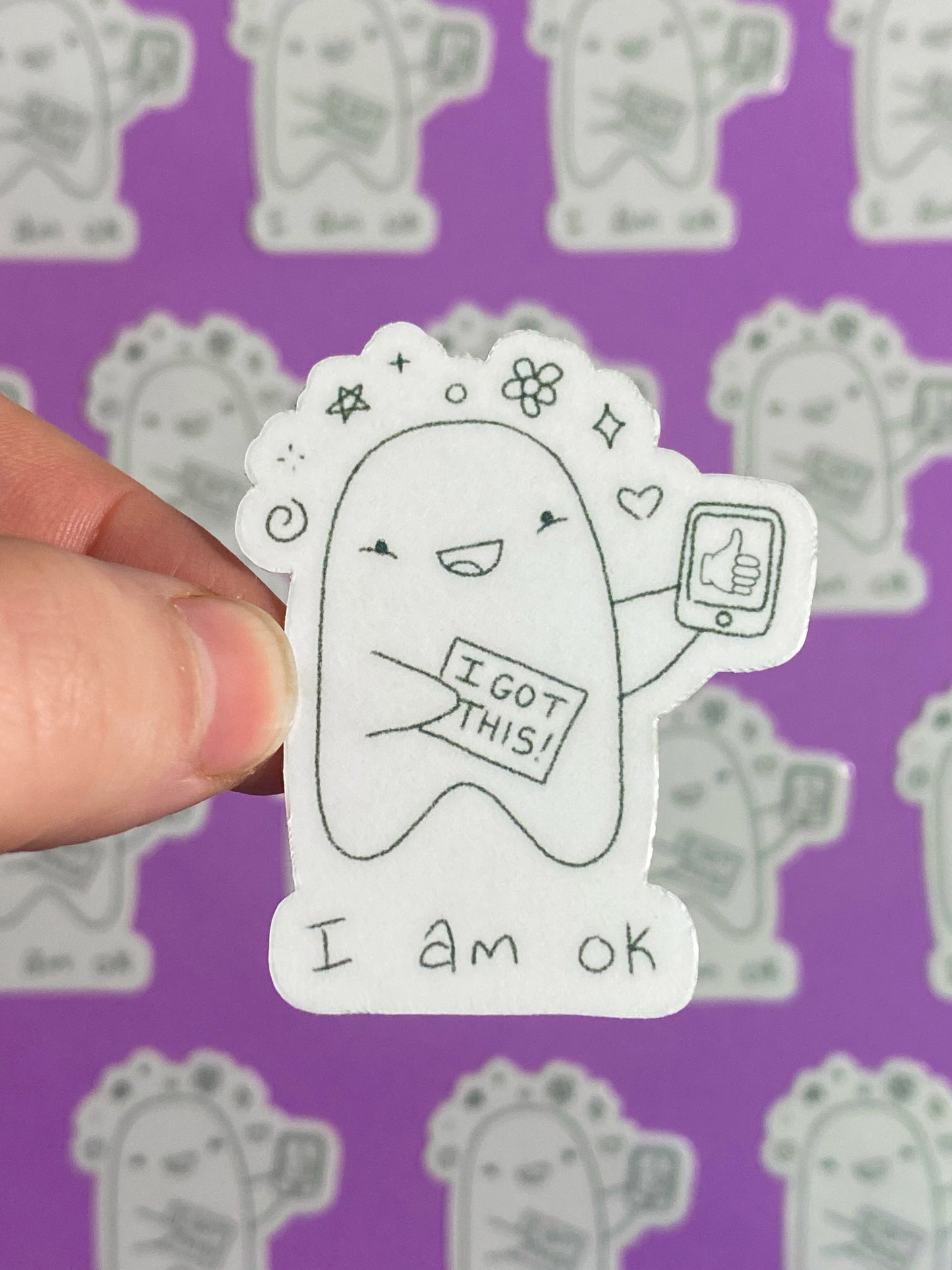 I am ok ghostie sticker