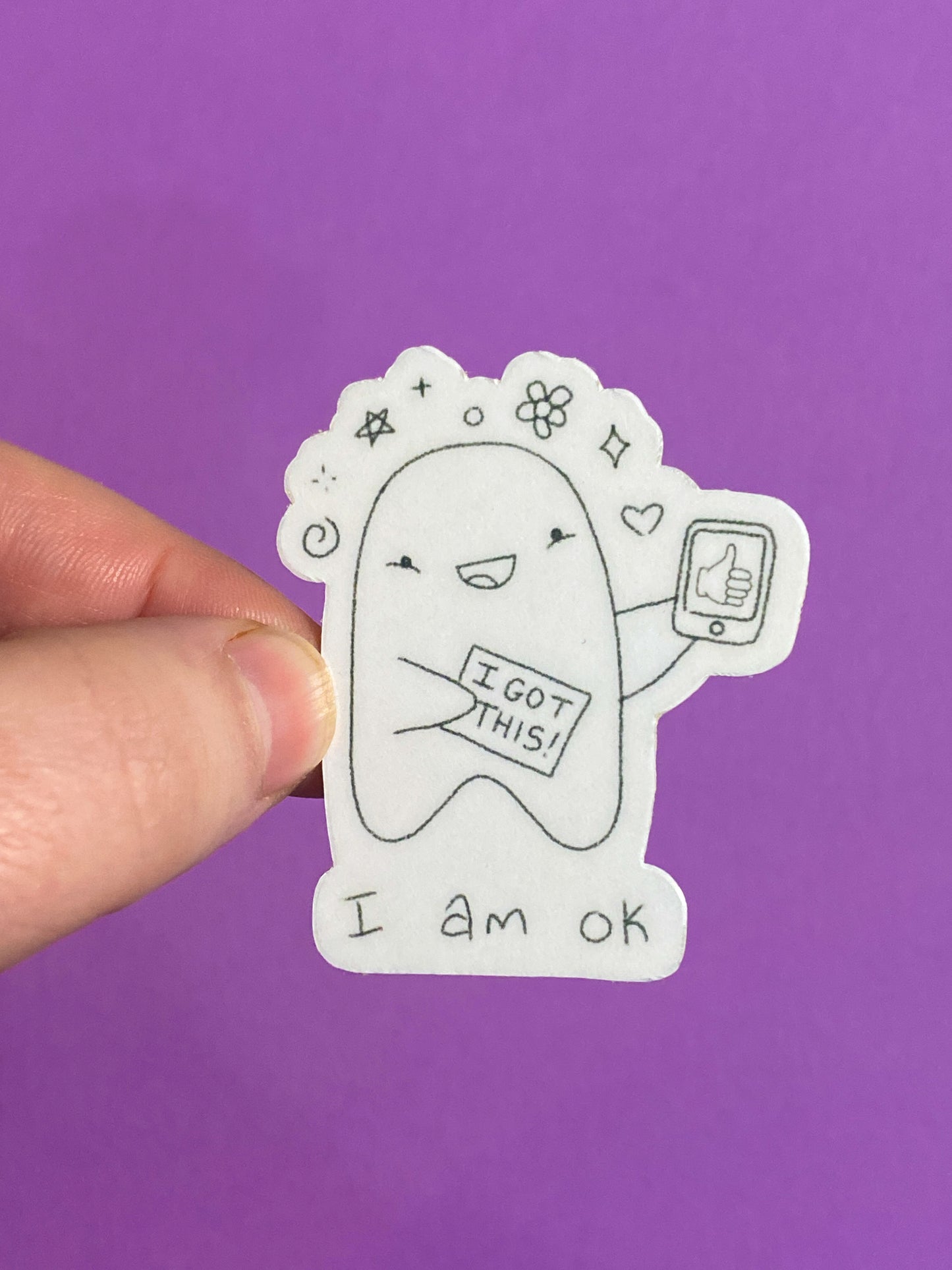 I am ok ghostie sticker