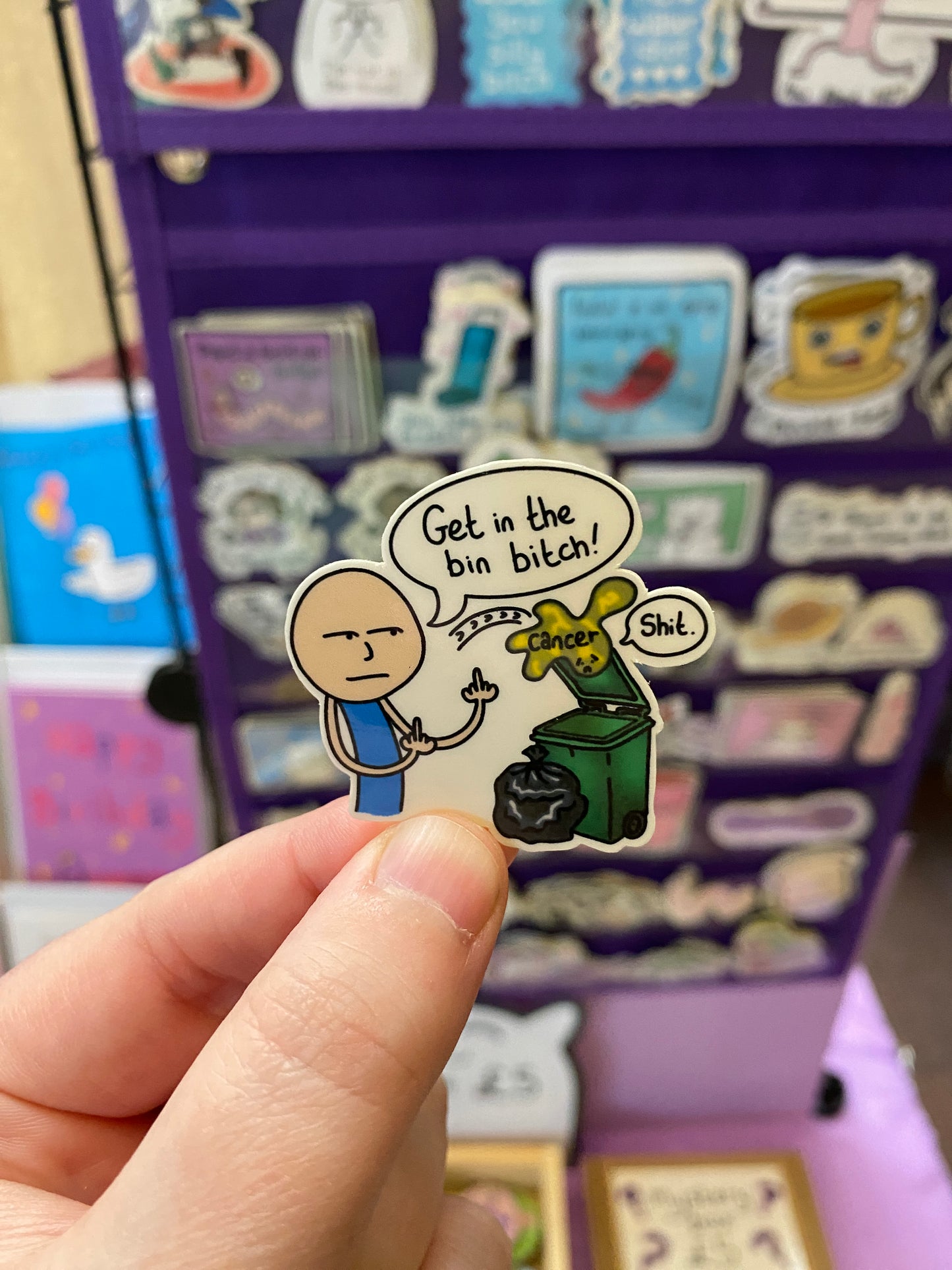 Get in the bin cancer! sticker