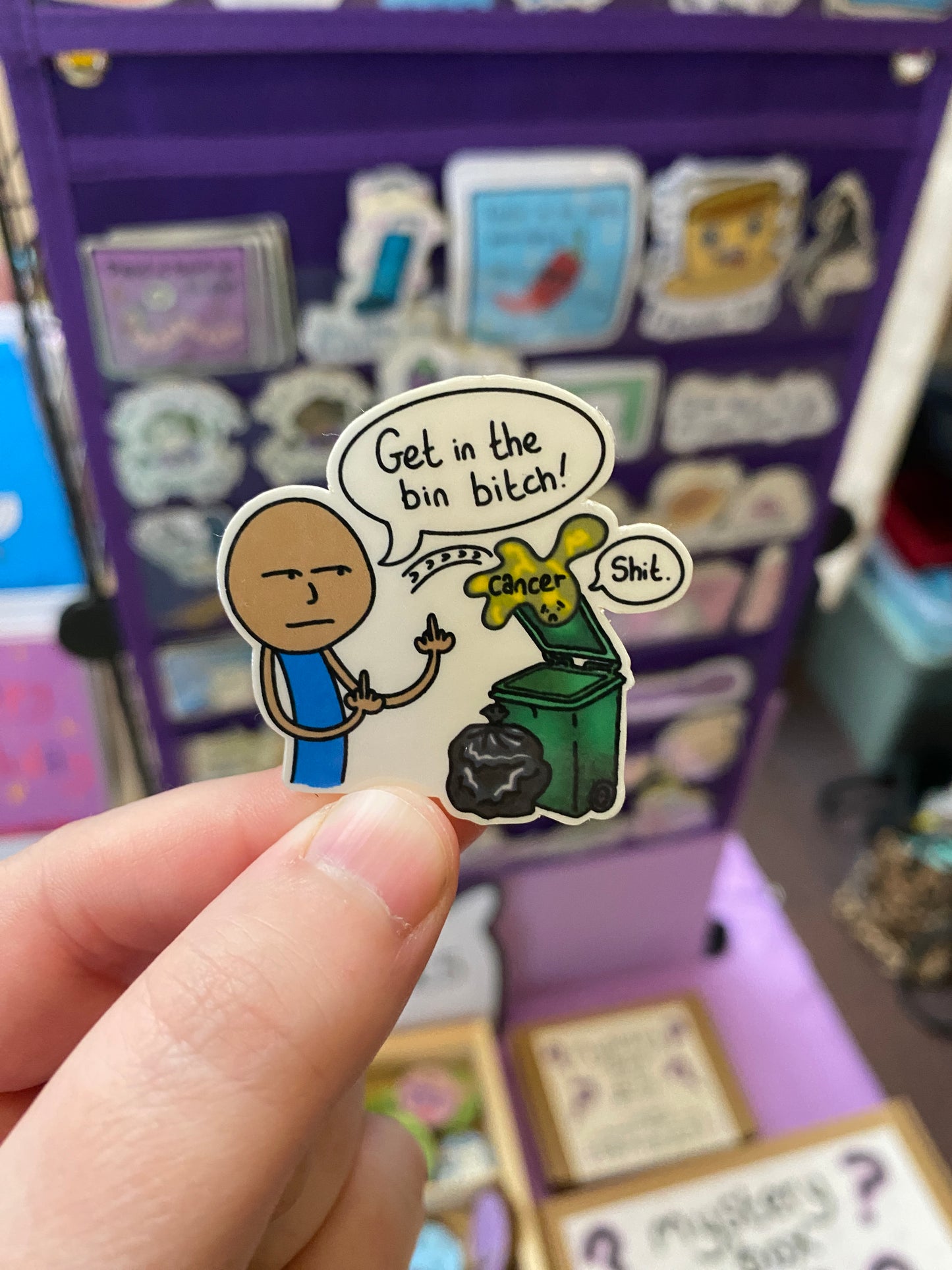 Get in the bin cancer! sticker
