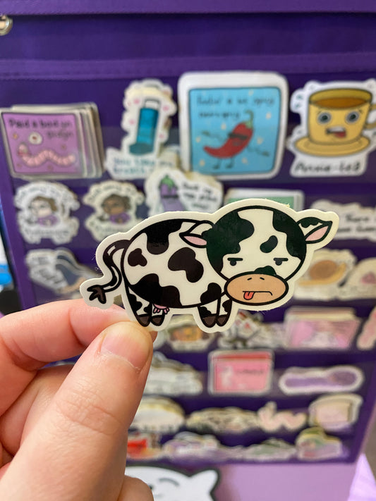 Grumpy cow sticker