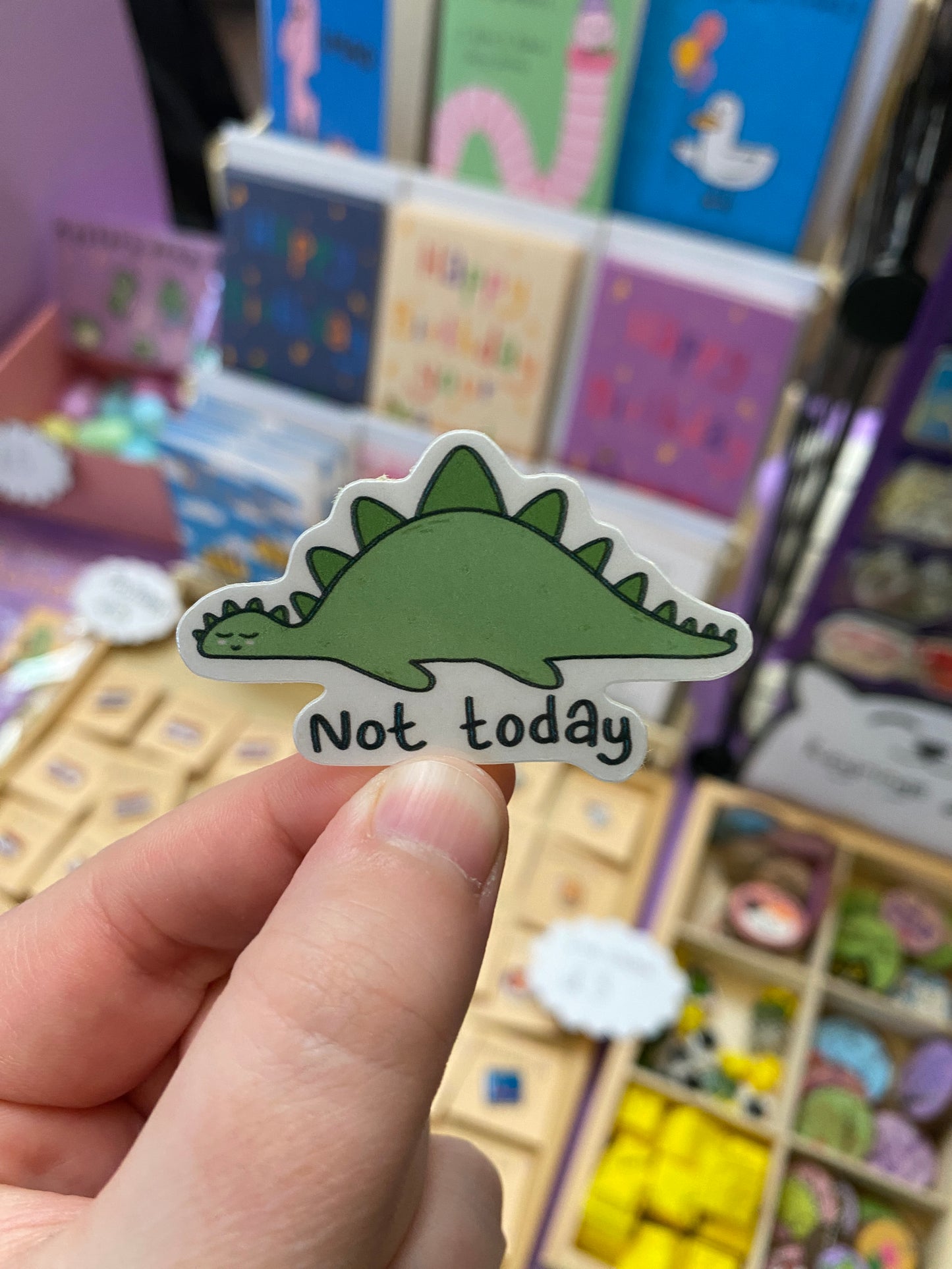 Not today stegosaurus sticker