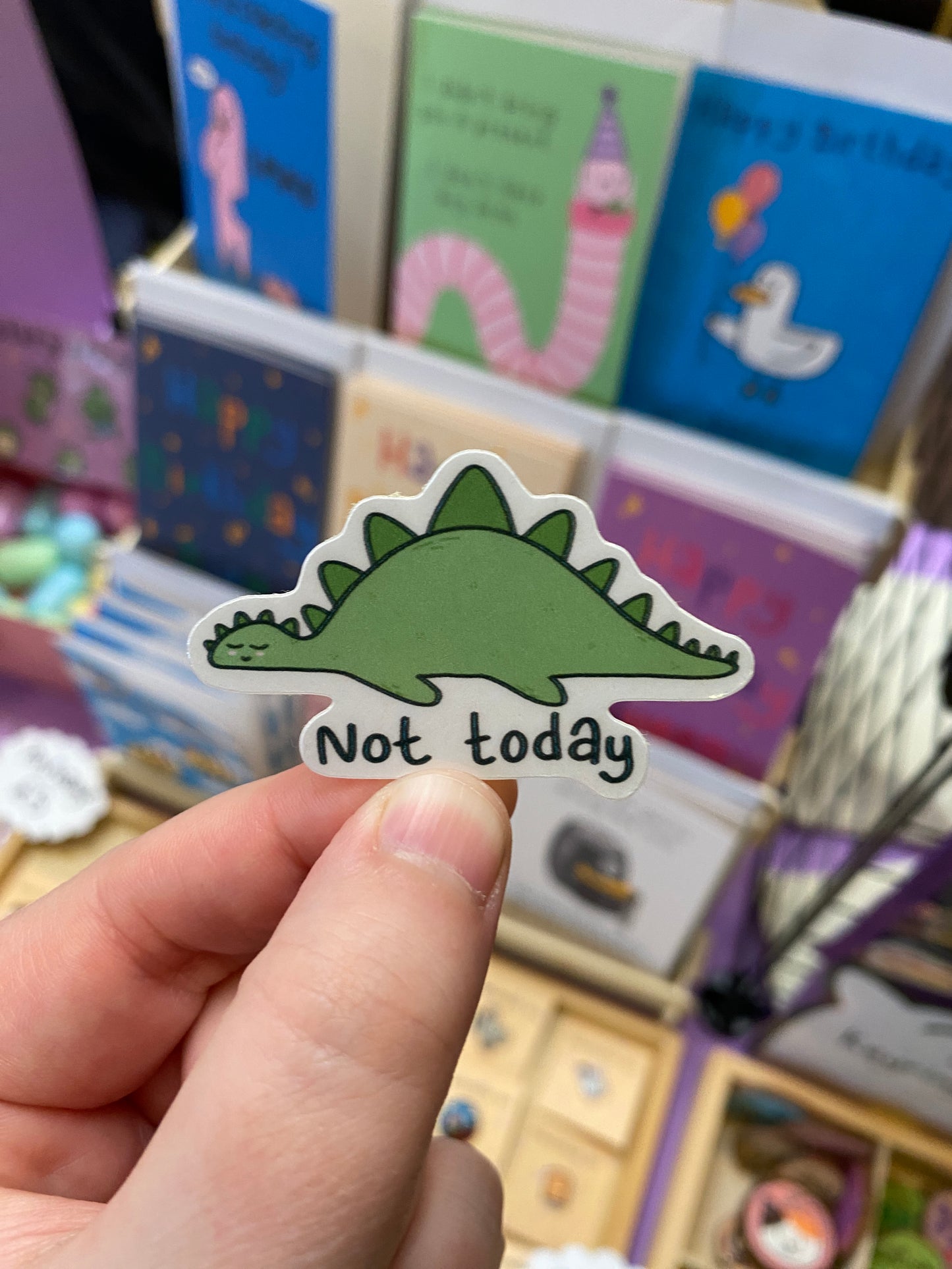 Not today stegosaurus sticker