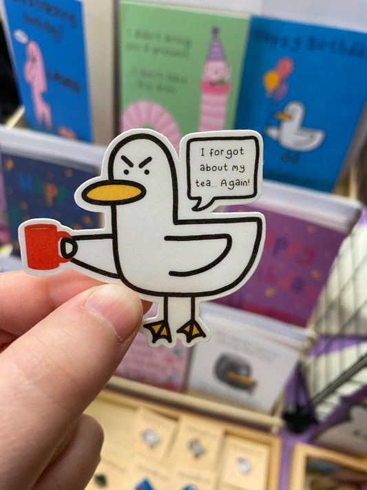 Kevin the duck sticker - Cup of tea