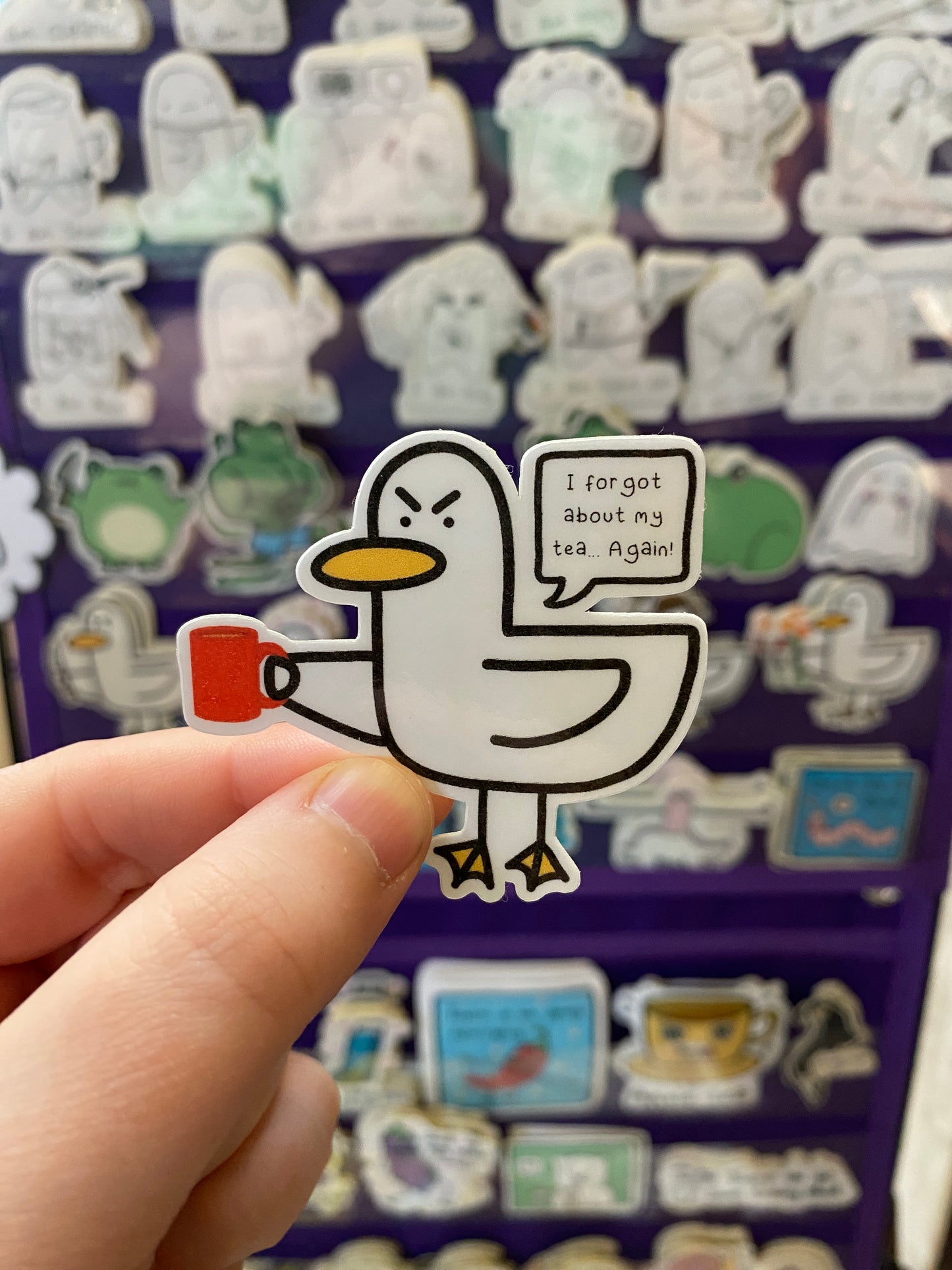 Kevin the duck sticker - Cup of tea