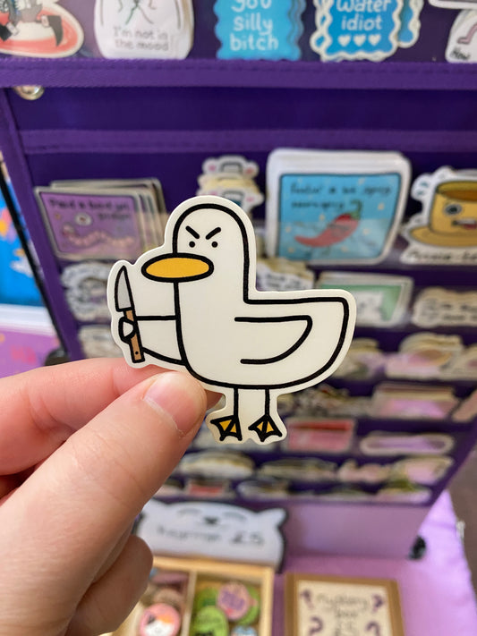 Kevin the duck sticker - knife edition