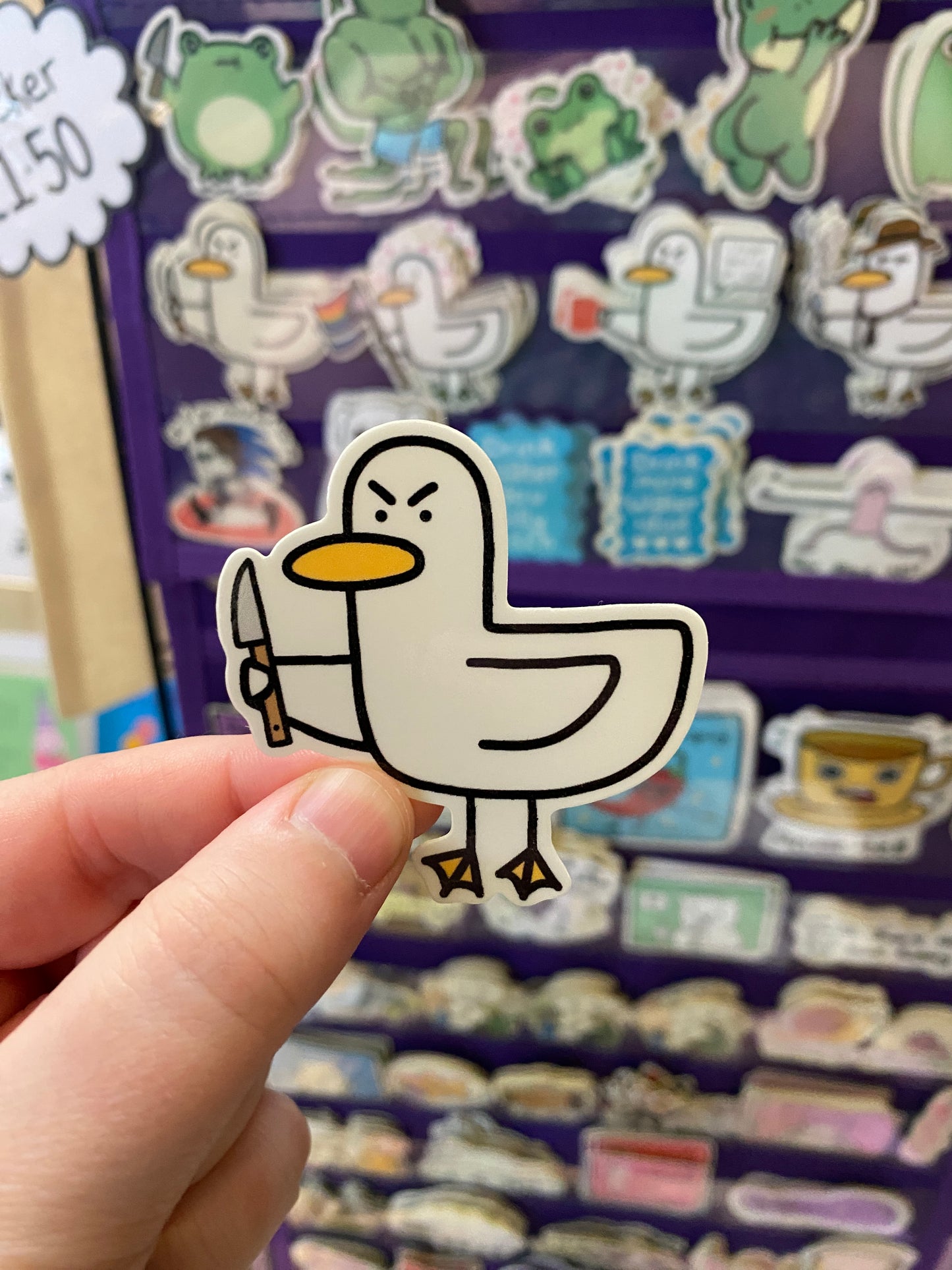 Kevin the duck sticker - knife edition