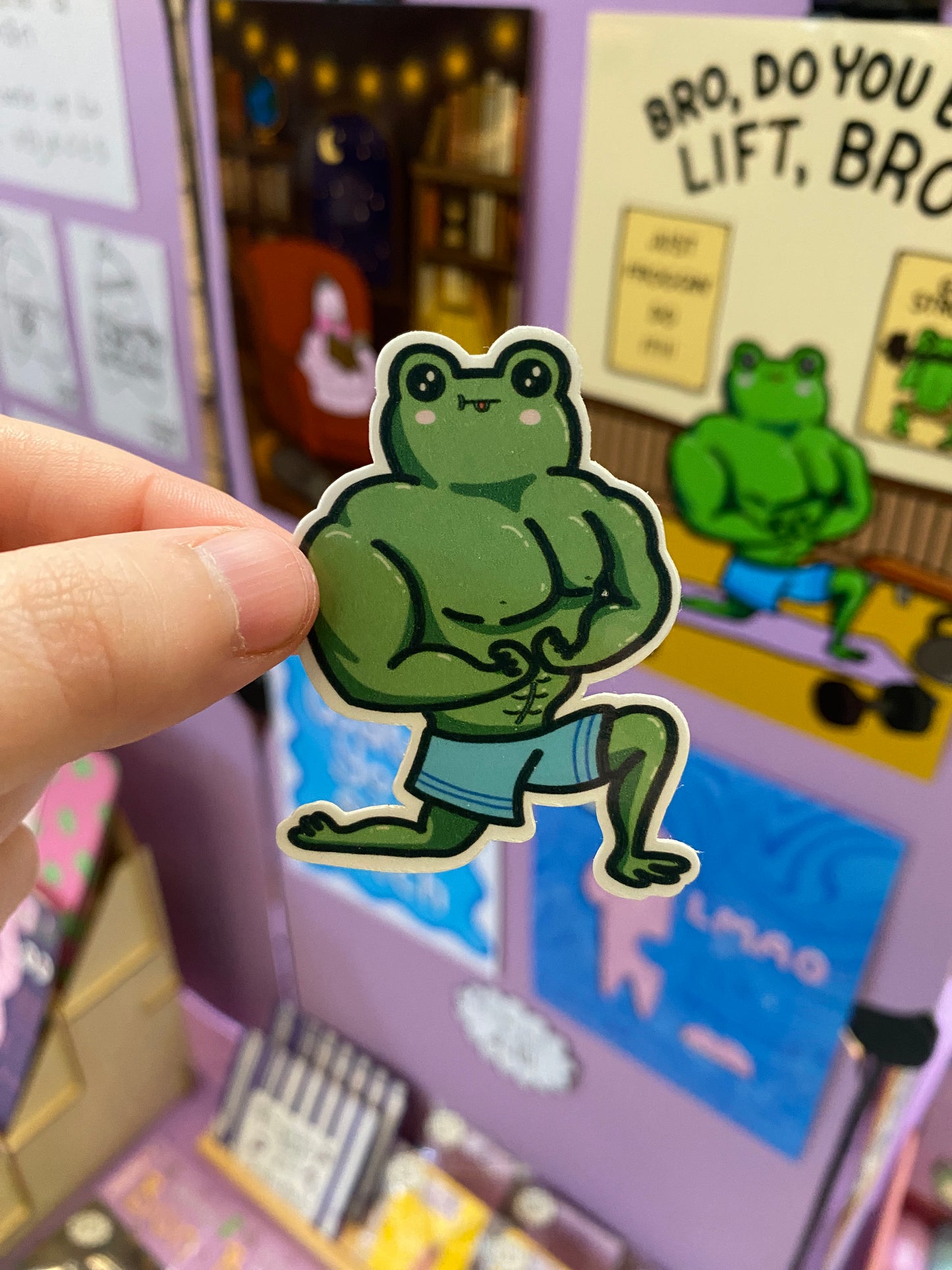 Muscley frog sticker sticker