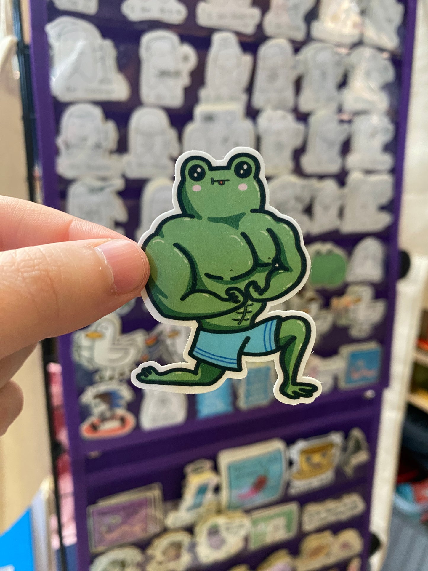 Muscley frog sticker sticker