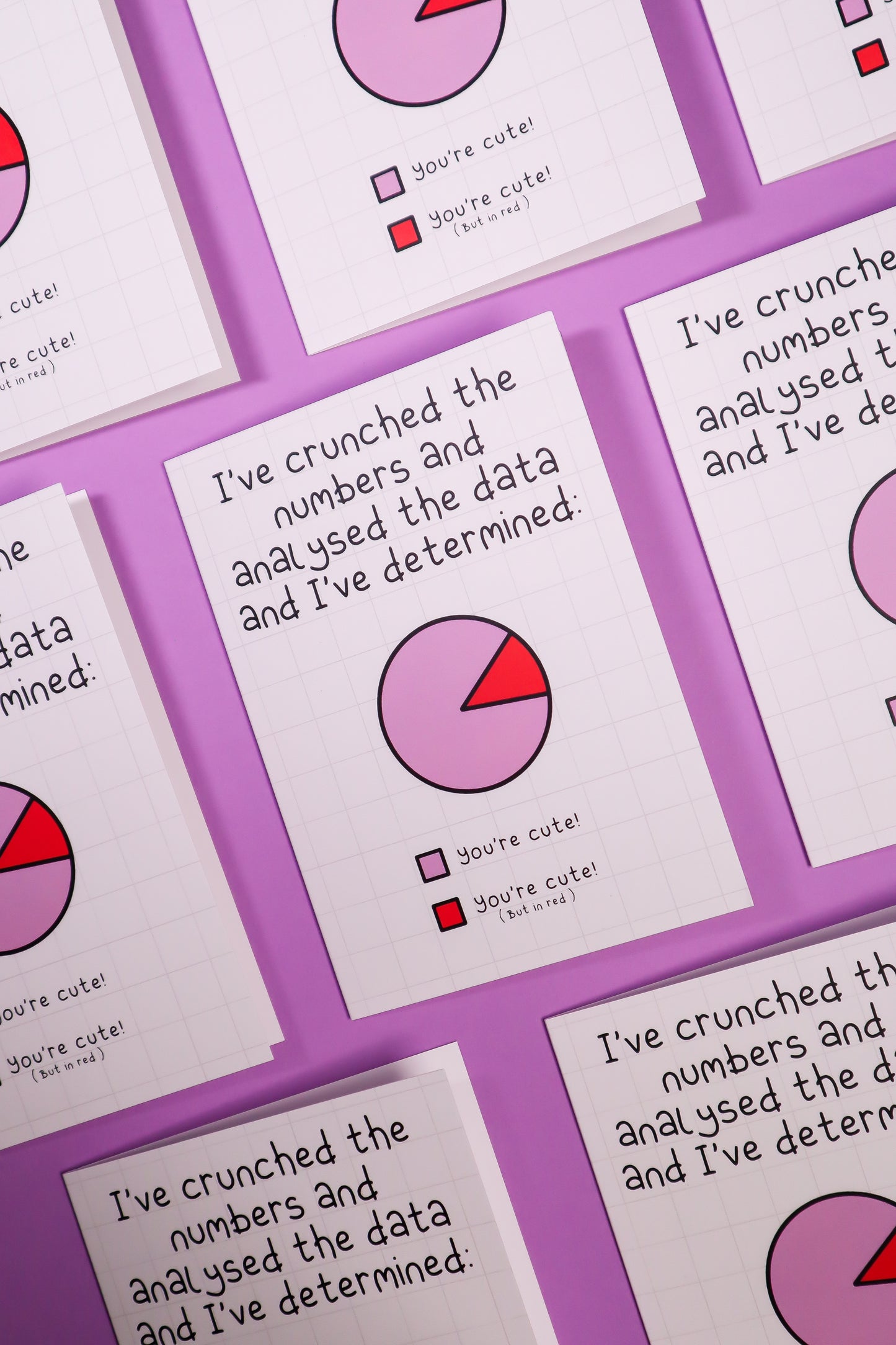 I've crunched the numbers and analysed the data and I've determined, you're cute greetings card