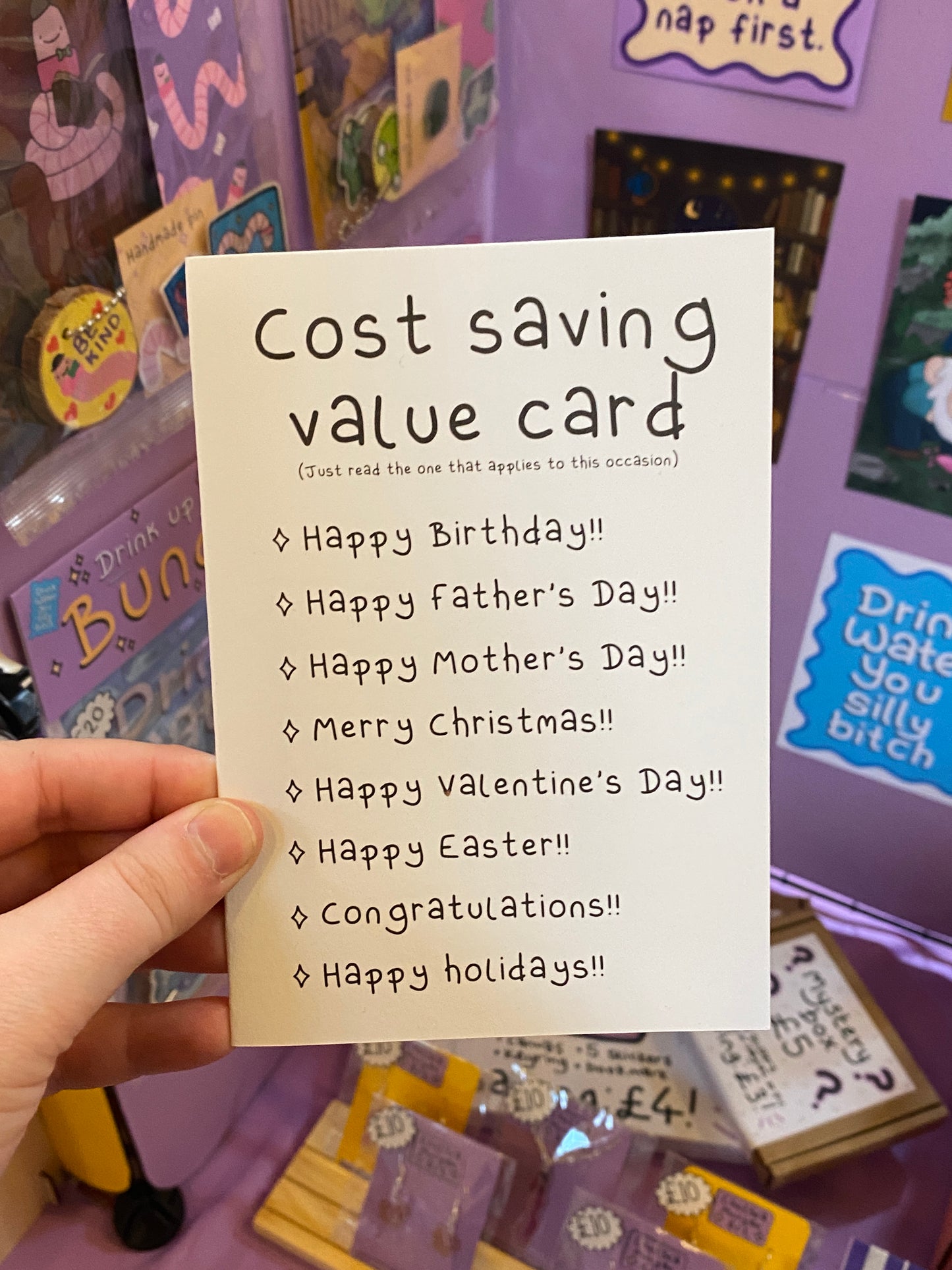 Cost saving value greetings card