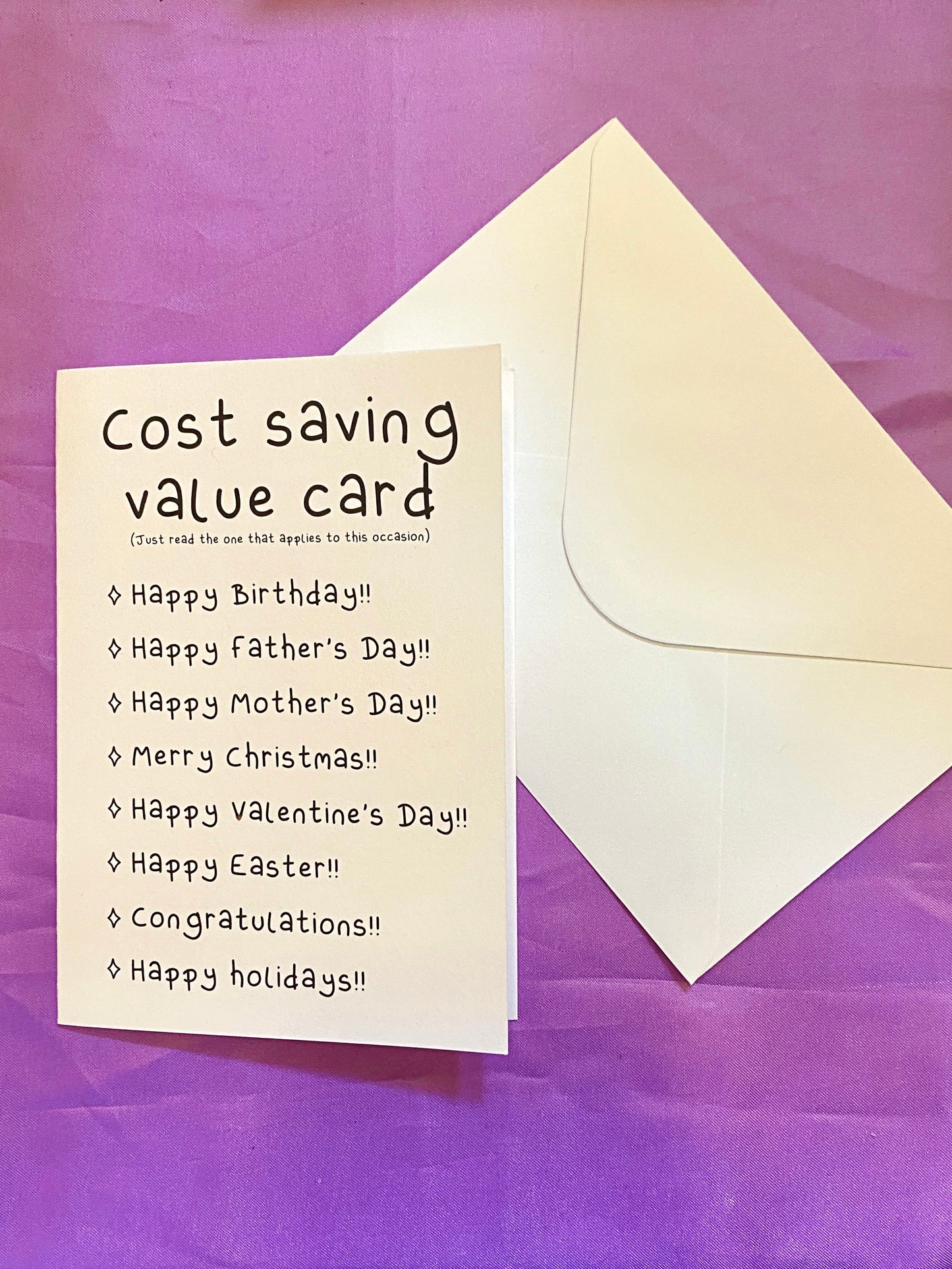Cost saving value greetings card