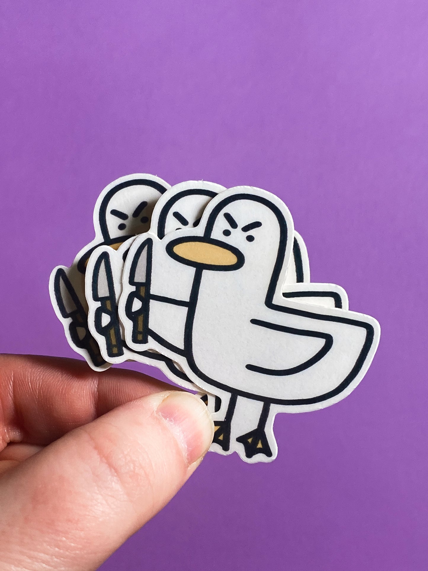 Kevin the duck sticker - knife edition