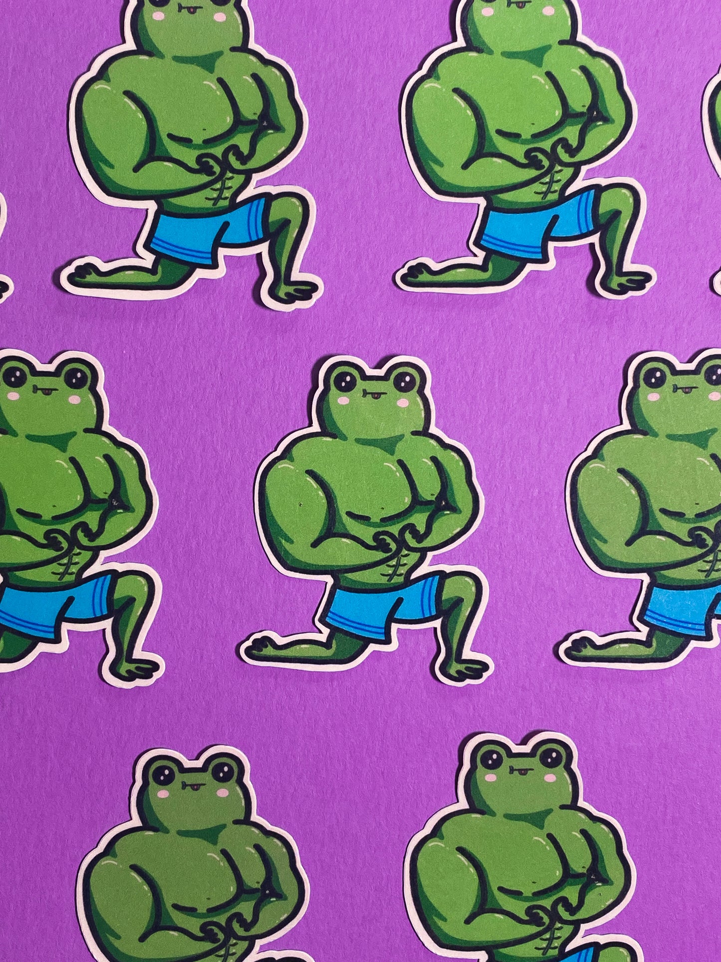 Muscley frog sticker sticker
