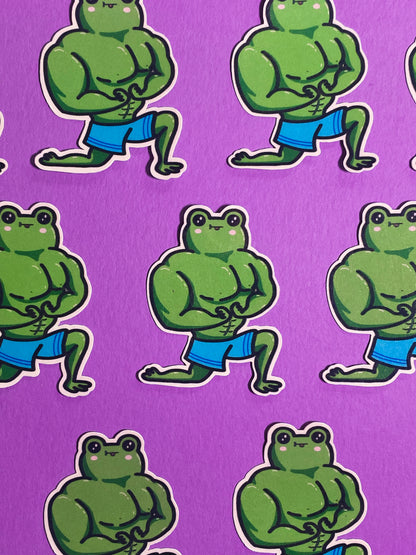 Muscley frog sticker sticker