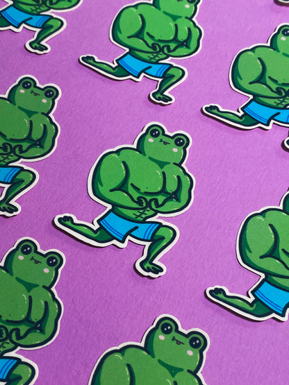 Muscley frog sticker sticker