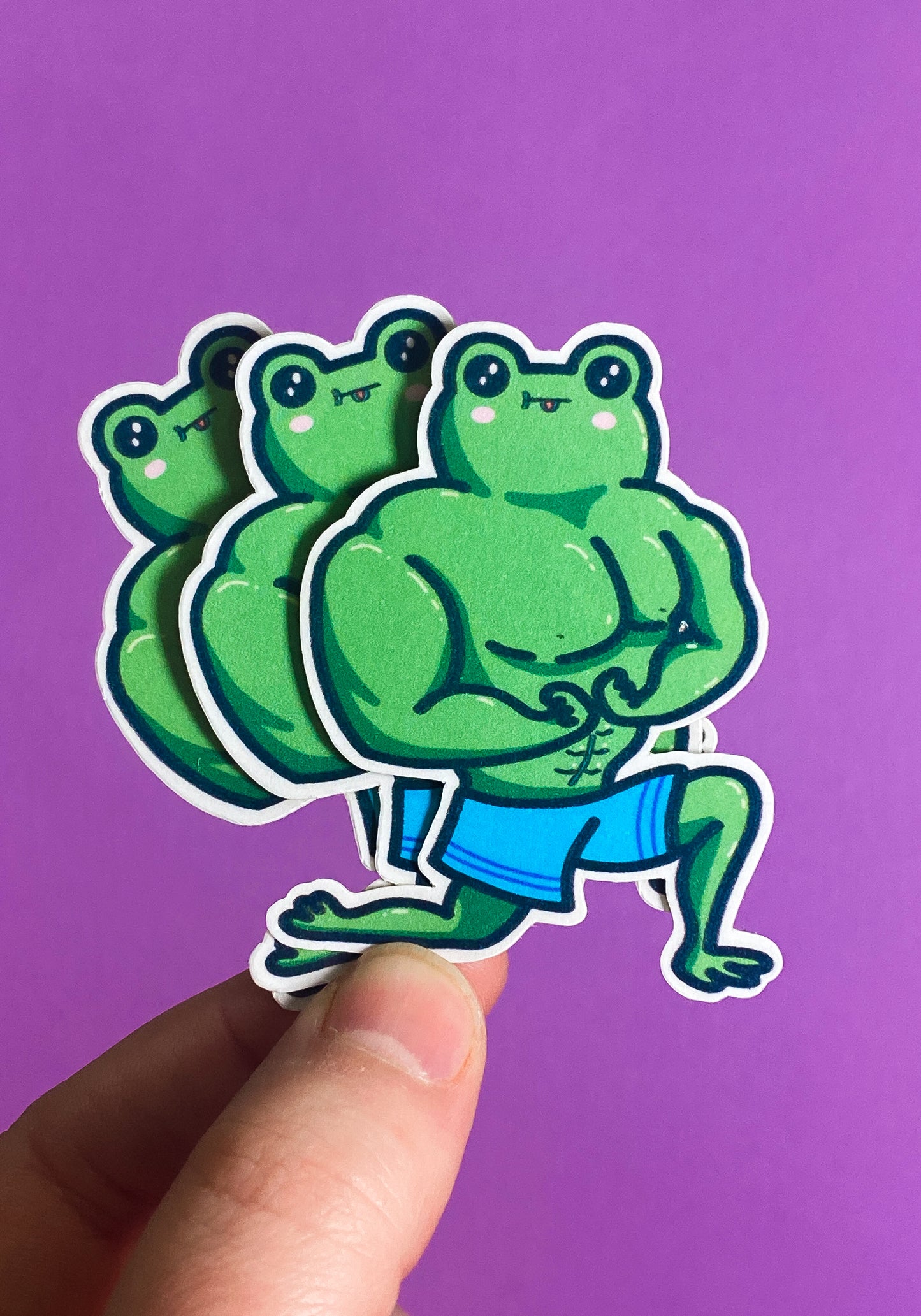 Muscley frog sticker sticker