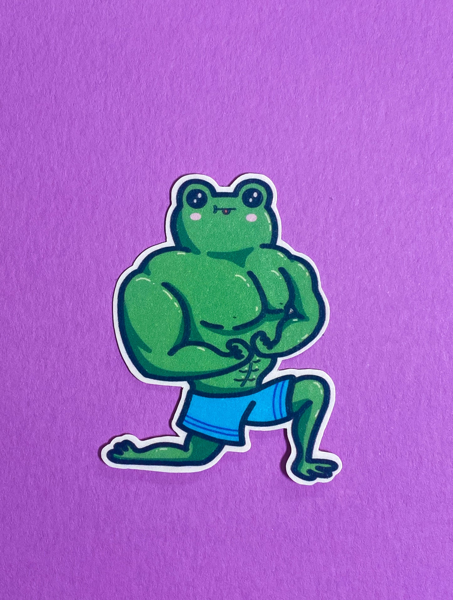 Muscley frog sticker sticker