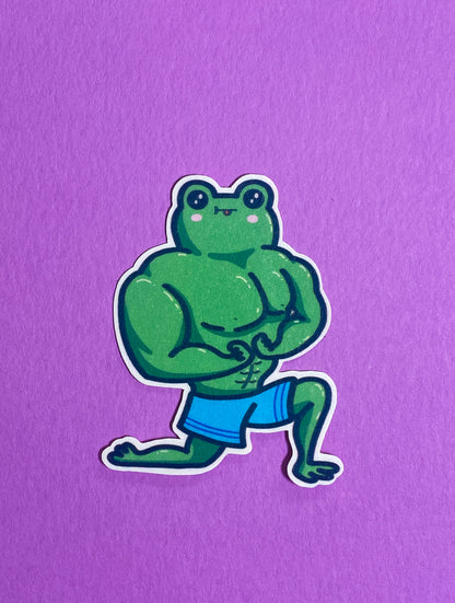 Muscley frog sticker sticker