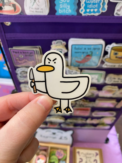Kevin the duck sticker - knife edition