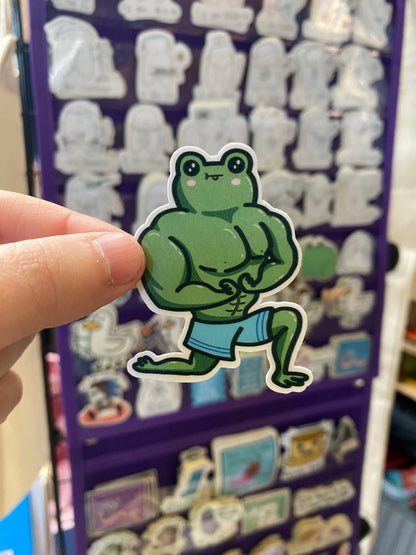 Muscley frog sticker sticker