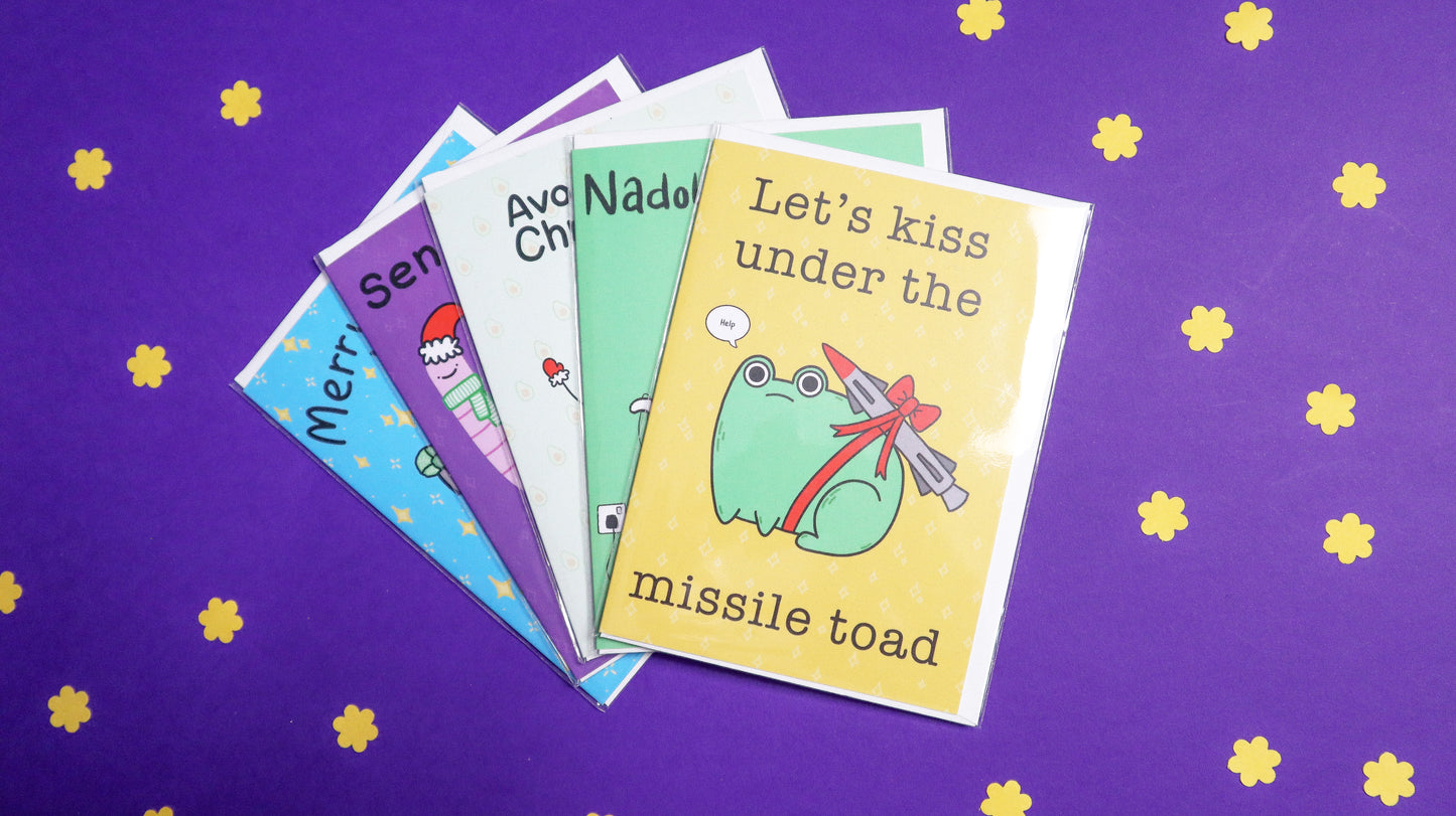 Missile Toad Christmas greetings card