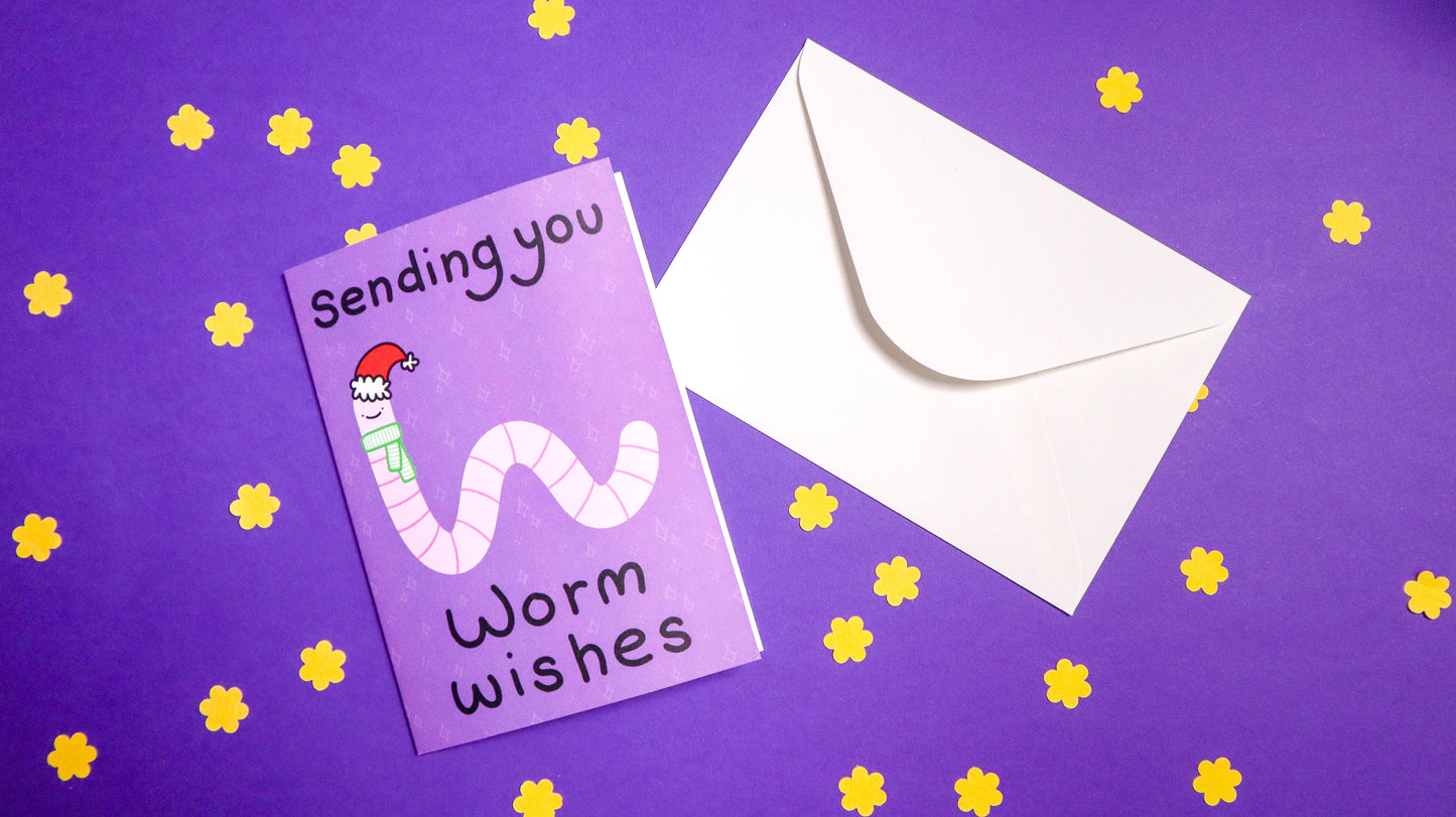 Worm Wishes Christmas greetings card