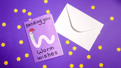 Worm Wishes Christmas greetings card